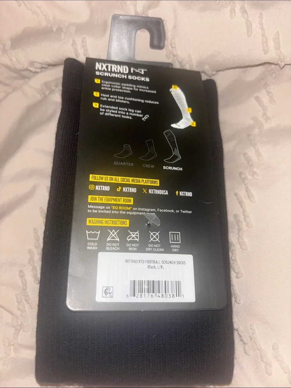 Black Athletic Scrunch Socks - Men L/XL